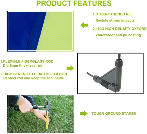 Vista 7 de Poray Soccer Goal for Kid Easy-up Set of Two Portable Soccer Net 210D Oxford with 8 Field Marker Cones Extra Stakes Fun for Backyard and Soccer