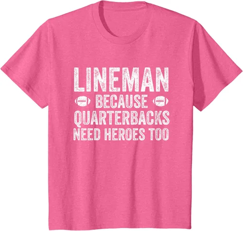 Vista 64 de Lineman Because Quarterbacks Need Heroes Camiseta de fútbol linieros S Negro