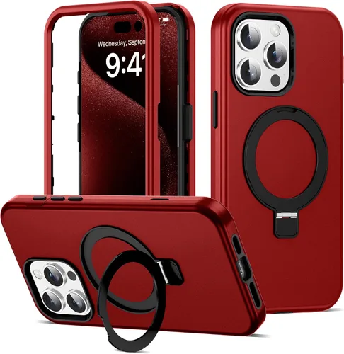 Vista 30 de Funda compatible con iPhone 13 y 14 de 6.1 pulgadas con soporte de anillo magnético [protección militar contra caídas] [compatible con Mag-Safe]