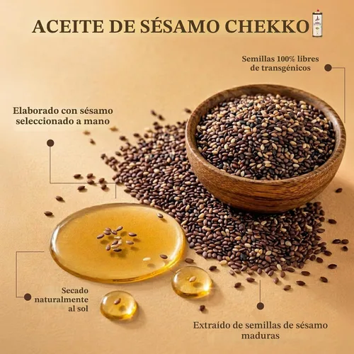 Vista 13 de CHEKKO Aceite de sésamo prensado en frío 100% puro, 1 litro (33 fl oz)