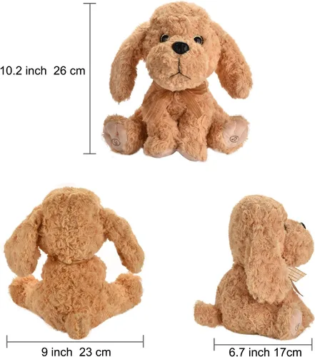 Vista 5 de Juguete de peluche interactivo que canta - Perro de peluche graba y repite lo que dices, 8 canciones, movimientos de cabeza y orejas, cumpleaños