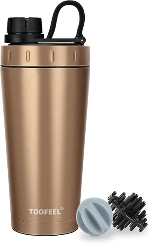 Vista 10 de TOOFEEL Botella agitadora de acero inoxidable - Botella agitadora aislada de doble pared de 20 onzas, mantiene frío/calor, para mezclas de proteínas