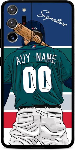 Vista 7 de Funda de béisbol personalizada con nombre y número para Samsung Galaxy Note 20/20 Ultra 10 Pro Note 9 8, silicona líquida con protección de cámara