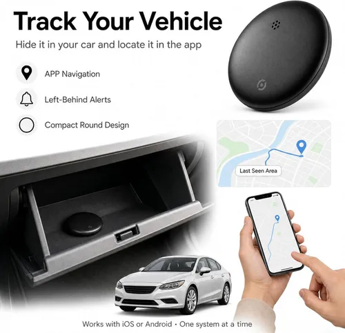 Vista 6 de Rastreador GPS para vehículos sin suscripción, etiqueta de seguimiento de automóvil para Android e iOS, dispositivo de seguimiento Bluetooth