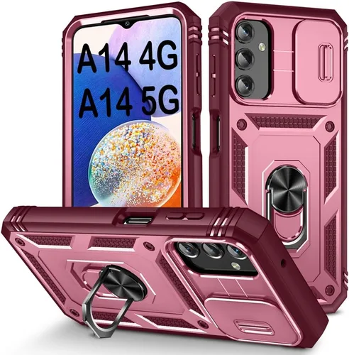 Vista 155 de PASNEW Funda militar para iPhone 13 Pro Max, cubierta de cámara deslizante y soporte de anillo de metal de 360°, carcasa rígida multicapa resistente