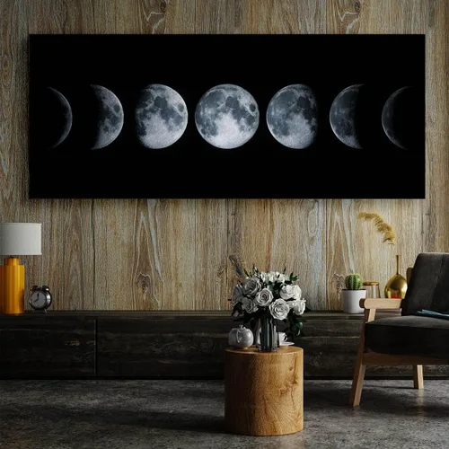 Vista 3 de Sense Canvas Lienzo artístico de fases lunares – Astronomía Física Tierra Lunar Cosmos Universo Decoración del Hogar Póster Impresión Pequeño 20 x 8