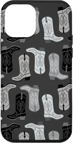 Vista 16 de Cowboy Boot Illustration Preppy Western in Black and White Case for iPhone 17