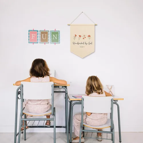 Vista 4 de Lienzo cristiano para guardería, escogido a mano por Dios, decoración de habitación de bebé y niños, letrero de bandera beige para colgar, arte