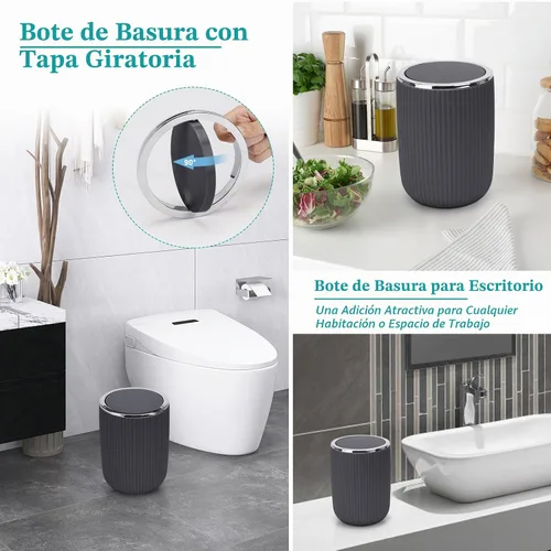 Vista 3 de Boperzi Juego de accesorios de baño completo: juego de accesorios de baño de 8 piezas con bote de basura 2 piezas para piso/mostrador, cepillo