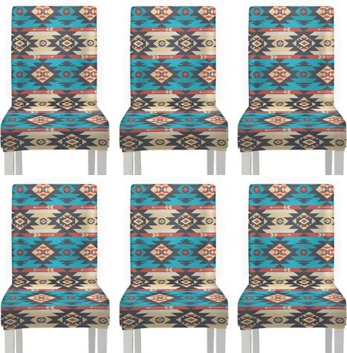 Vista 49 de Rnyleeg Juego de 1 fundas para sillas étnicas para sala de estar, sin brazos, estampado tribal azteca, elásticas, fundas protectoras para sillas