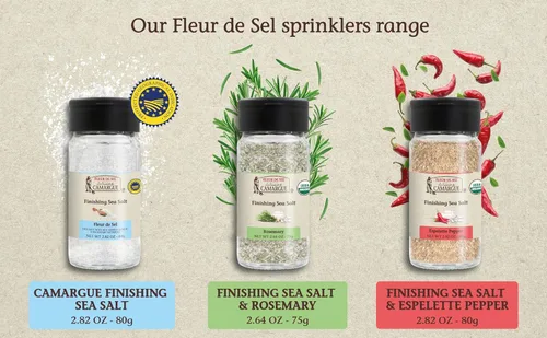 Vista 6 de Le Saunier de Camargue Flor de Sel con chile Espelette - Sal de acabado de sal marina francesa con chile suave - Sal escamosa gourmet cosechada a