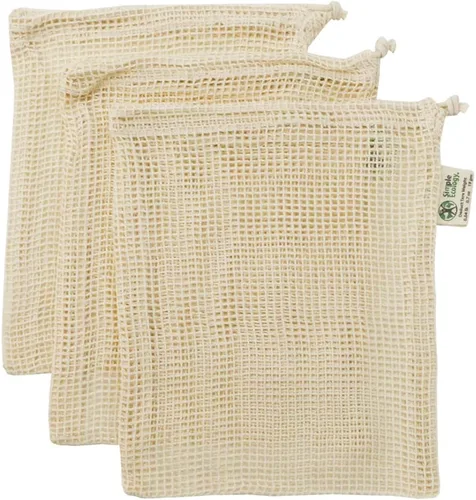 Vista 8 de Simple Ecology Bolsas de algodón orgánico para las compras de comestibles, reutilizables, algodón natural