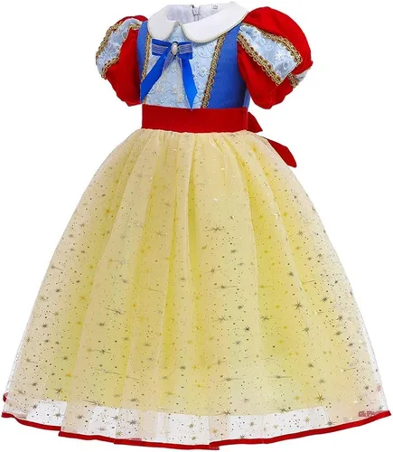 Vista 43 de HIHCBF Disfraz de princesa blanca como la nieve para niñas, cumpleaños, Navidad, Halloween, carnaval (con accesorios)