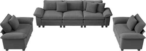 Vista 31 de Sofá Seccional Modular Individual de 53.5", Sillón de Pana Suave y Afelpada con Asiento Profundo Cómodo y Brazos Removibles para Sala de Estar