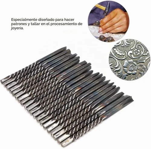 Vista 8 de 20 unids/set cincel de metal profesional para joyería, kit de herramientas de grabado de joyería, herramientas de procesamiento de joyas