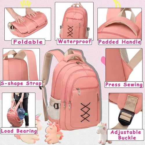 Vista 6 de HotAdsFW Mochila escolar para niños, adolescentes, mujeres, hombres y niñas, mochila de viaje para escuela primaria, secundaria, universidad