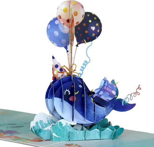 Vista 13 de Tarjeta de cumpleaños desplegable con globos, tarjeta de cumpleaños 3D, tarjeta de cumpleaños emergente, tarjetas emergentes de cumpleaños, tarjetas