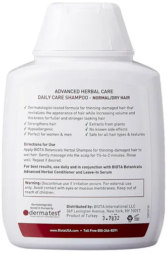 Vista 4 de B'iota Botanicals, Herbal Care Experts, Shampoo para el cuidado diario para cabello delgado normal/seco, 10.1 oz, paquete de de 2