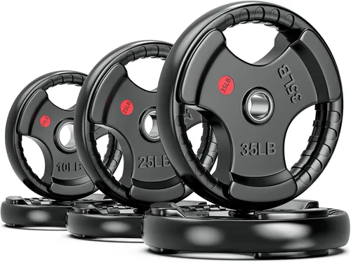 Vista 14 de XDDIAS Placas de peso de goma para barra, placa de agarre olímpico de 2 pulgadas para entrenamiento de fuerza, levantamiento de pesas y culturismo
