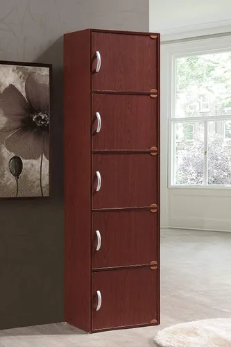 Vista 5 de Hodedah Import - Estantería con 5 estantes, Caoba, Mahogany