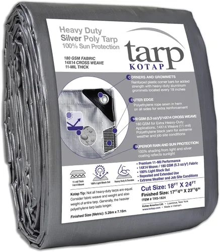 Vista 52 de Kotap TGS-0608 - Lona de polietileno reversible de 8 mil con protección UV, 6 pies X 8 pies, verde-plata