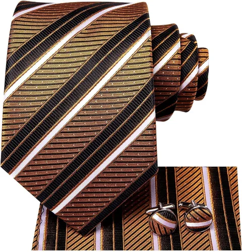 Vista 154 de Hi-Tie Corbatas de seda para hombre, diseño de cachemira a rayas, con bolsillo, gemelos cuadrados, conjunto formal de negocios