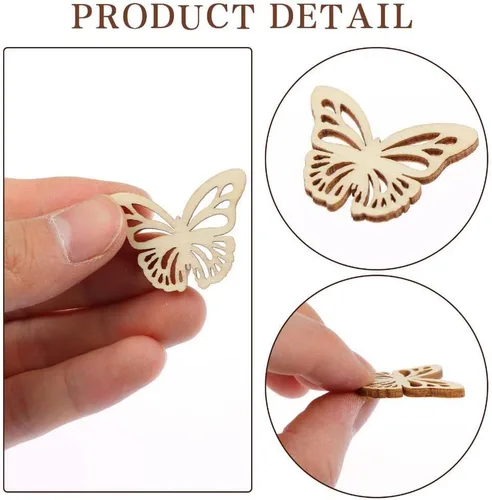 Vista 2 de 300 adornos de madera, con forma de mariposa y flores, recortes de madera, álbumes de recortes, manualidades, manualidades, grafiti, decoración