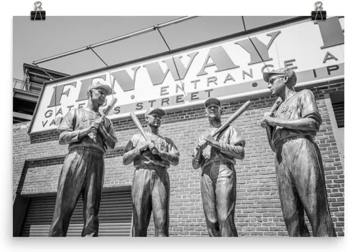 Vista 4 de 8x12 Inch Canvas Print: Fenway Park Wall Art, Bronze Statues Print, Boston Home Decor, Baseball Ballpark Picture, Living Room Artwork, Sports Gift