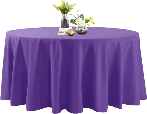 Vista 137 de Mantel de poliéster lavable de 132 pulgadas, resistente a las manchas y a las arrugas, mantel decorativo para mesa de comedor, fiestas de bufé