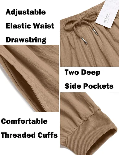 Vista 5 de COOFANDY Pantalones de harén hippie para hombre, holgados, de lino, algodón, pantalones de yoga, pantalones de playa de verano, pantalones casuales