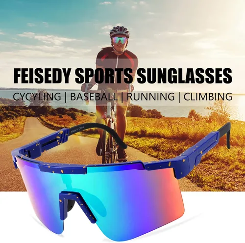 Vista 5 de FEISEDY Gafas de sol deportivas de ciclismo envolventes con piernas ajustables de los años 80 para hombres y mujeres protección al aire libre B2837