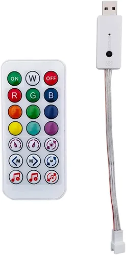 Vista 3 de Controlador de luz de tira LED USB para WS2812B SK6812 RGB (no RGBW) tira de píxeles direccionables USB mini 3 teclas SP002E