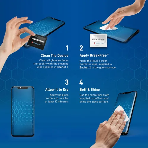 Vista 3 de BREAK FREE Protector de pantalla de vidrio líquido con cobertura de $250 Nano protección resistente a arañazos y roturas para todos los teléfonos