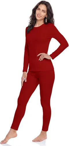Vista 9 de WEERTI Ropa interior térmica para mujeres Long Johns con forro polar, capa base para mujeres para clima frío, conjunto de top y pantalón Negro