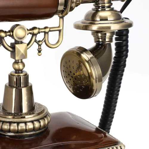 Vista 8 de 143 Teléfono antiguo de moda, línea fija vintage con luz de fondo, bronce, escritorio, DTMF, operación multilínea