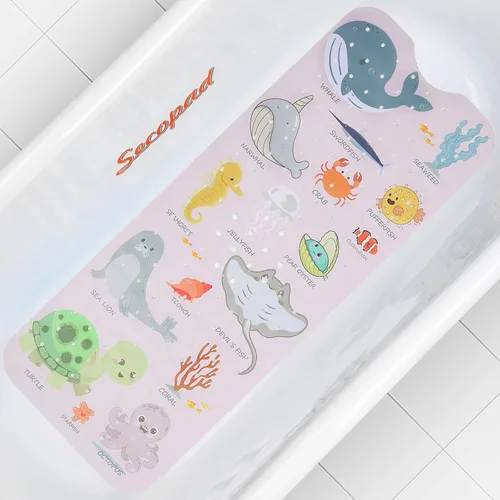 Vista 8 de Secopad Alfombra de Baño para Bañera Antideslizante, Lavable a Máquina, Alfombra Antideslizante de Dibujos Animados para Bañera de Bebé y Ducha