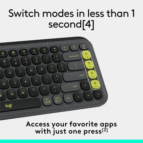 Vista 5 de Logitech POP ICON Keys Teclado Bluetooth inalámbrico, escritura cómoda, teclas programables, fácil de cambiar entre hasta 3 dispositivos