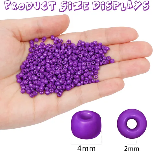 Vista 2 de 1300 cuentas sueltas redondas de cristal morado oscuro de 0.157 in para fabricación de joyas