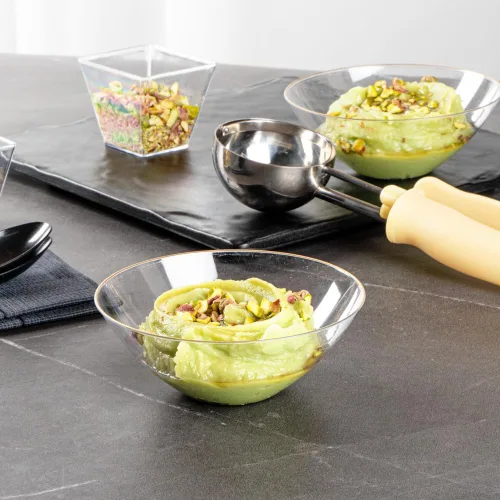 Vista 4 de Restaurantware Moderna - Cuencos de plástico de 6 onzas, 20 cuencos de ensalada desechables duraderos – Cuencos de plástico transparente resistentes