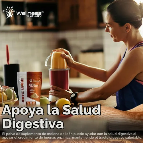 Vista 7 de Suplemento orgánico de hongos en polvo de melena de leones de 2000 mg, 120 porciones Extracto de Hericium Erinaceus, Apoyo Cerebral Nootrópico