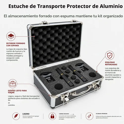 Vista 5 de LyxPro SDPC-2 Par Estéreo de Micrófonos de Condensador Tipo Lápiz/Vara para Instrumentos, Cápsulas Intercambiables Omni, Cardioide y Súper Cardioide