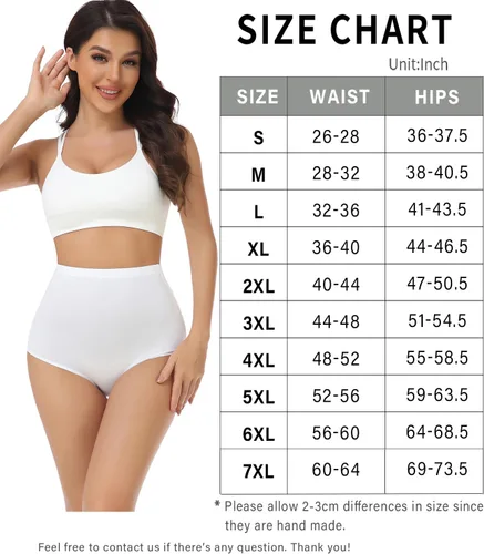 Vista 5 de wirarpa Ropa interior de algodón para mujer, de cintura súper alta, elásticos, cobertura completa, paquete de 4