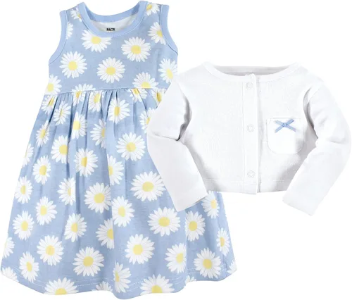 Vista 3 de Hudson Baby - Conjunto de vestido y cárdigan de algodón para bebé niña