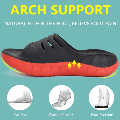Vista 2 de GPOS Sandalias de recuperación deportiva para hombre, para fascitis plantar, gruesas, acolchadas, ligeras, cómodas, ortopédicas