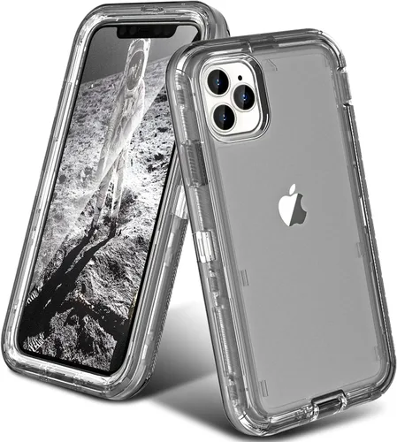 Vista 10 de ORIbox Funda azul para iPhone 14 Pro, protección contra caídas de grado militar de 10 pies, funda transparente resistente a prueba de golpes