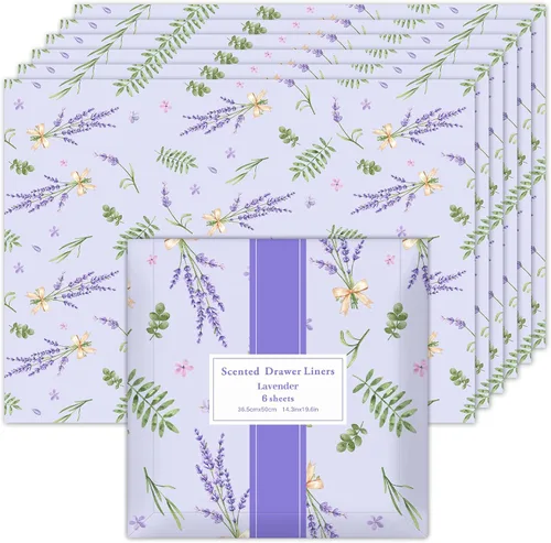 Vista 8 de SCENTORINI Revestimientos de cajones para tocador, forros de cajones perfumados de algodón limpio, forro de cajón para tocador, dormitorio, estante