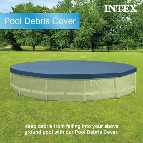 Vista 6 de Intex Cubierta redonda de 12 pies por 30 pulgadas para piscina sobre el suelo y Intex de 12 pies, PVC, con capacidad para 6 personas, color gris