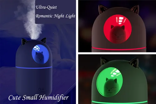 Vista 4 de Mini humidificador portátil de niebla fría de 10.1 fl oz con luz nocturna, apagado automático USB, ultra silencioso, 2 modos de pulverización