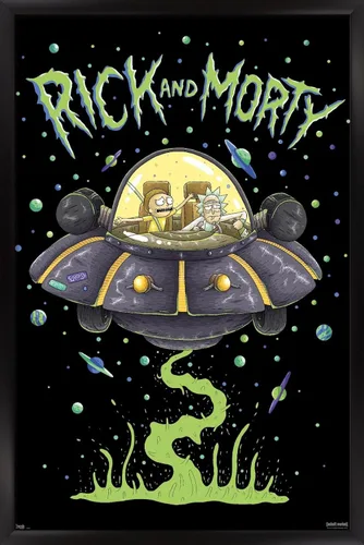 Vista 9 de Trends International Rick And Morty - Póster de pared de barco, 14.725 x 22.375 pulgadas, versión enmarcada de madera de granero