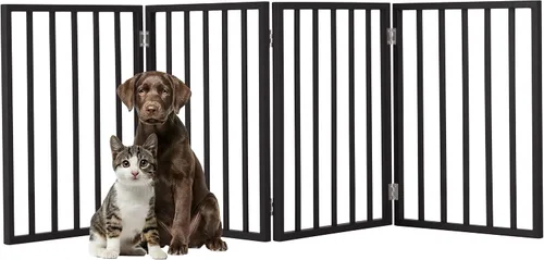 Vista 12 de Puerta para mascotas - Valla plegable de 3 paneles para perros de interior para escaleras, pasillos o puertas - Vallas para perros de madera
